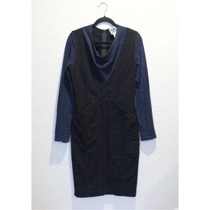 Prairie Underground Dayframing Hemp Cotton Long Sleeve Dress Size M Black Blue